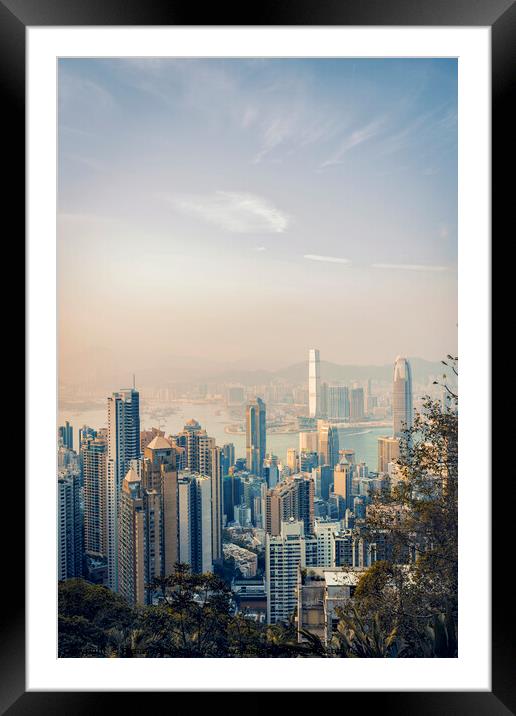 Hong Kong Sunset Framed Mounted Print by Pascal Deckarm