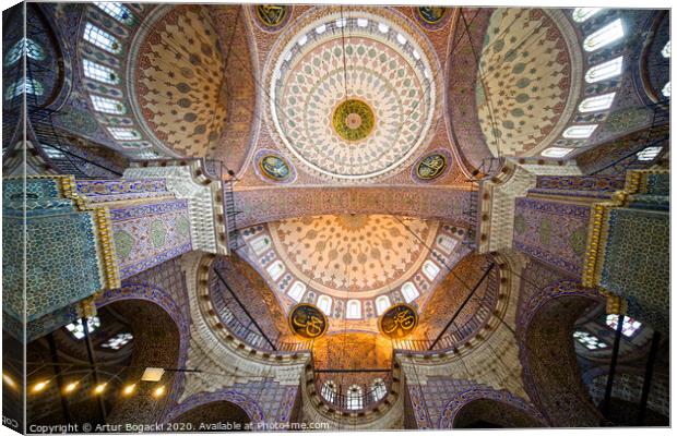 New Mosque Ceiling In Istanbul Canvas Print by Artur Bogacki