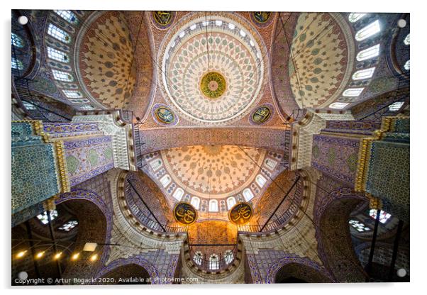 New Mosque Ceiling In Istanbul Acrylic by Artur Bogacki