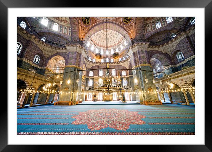 New Mosque Interior in Istanbul Framed Mounted Print by Artur Bogacki