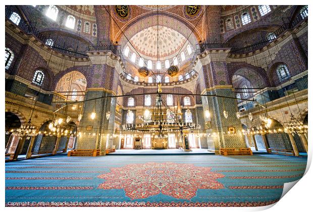 New Mosque Interior in Istanbul Print by Artur Bogacki