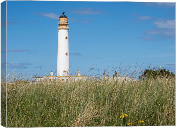 Looking across the dunes to Barns Ness Lighthouse Canvas Print by George Robertson