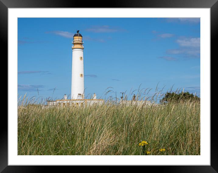 Looking across the dunes to Barns Ness Lighthouse Framed Mounted Print by George Robertson