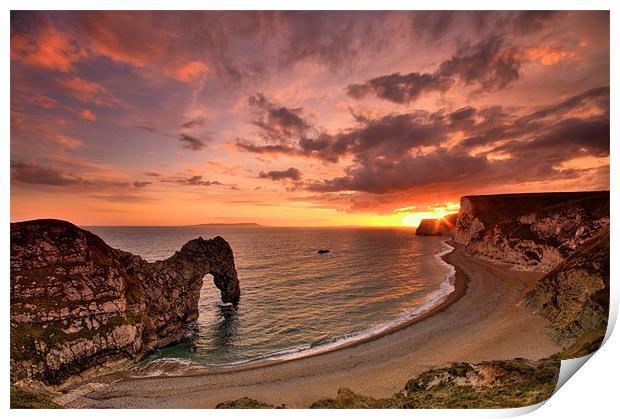 Durdle Dor Sunset Print by Lee Martin