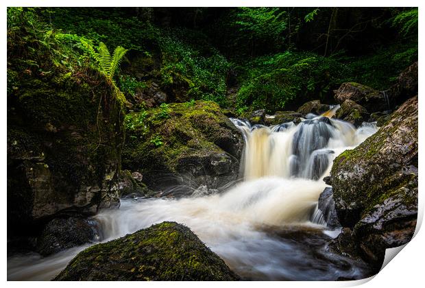 Waterfall on Kirk Burn Print by George Robertson