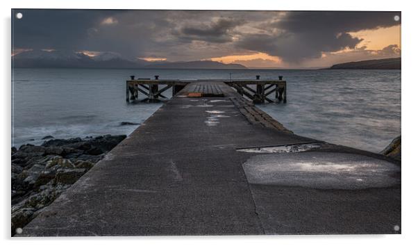 The old jetty at Portencross Acrylic by George Robertson