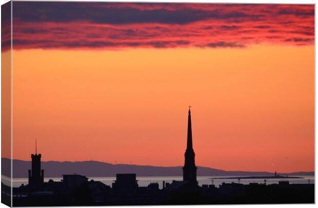 Ayr  town skyline at dusk Canvas Print by Allan Durward Photography