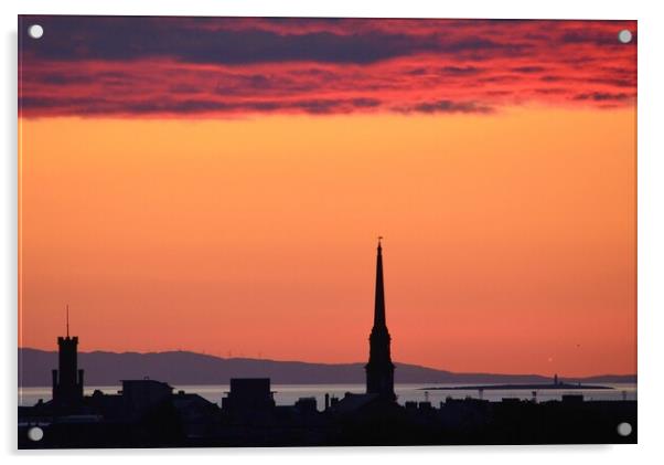 Ayr  town skyline at dusk Acrylic by Allan Durward Photography