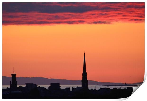 Ayr  town skyline at dusk Print by Allan Durward Photography