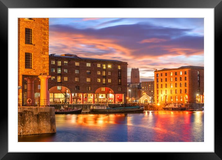 Royal Albert Dock, Liverpool Sunrise Framed Mounted Print by Dave Wood