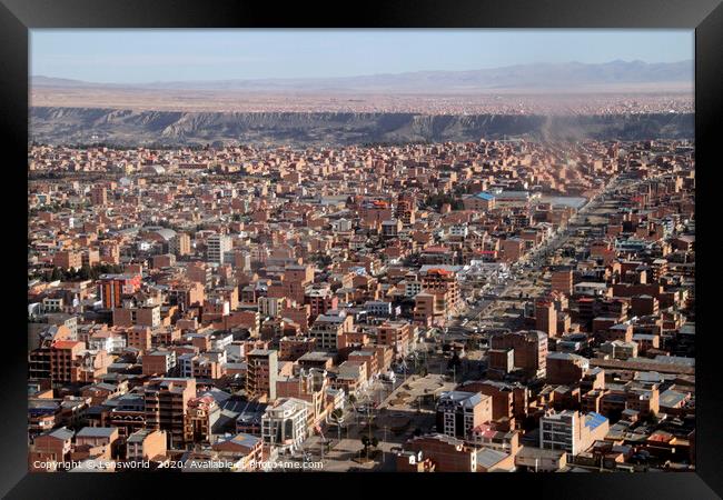 Aerial view over La Paz, Bolivia Framed Print by Lensw0rld 