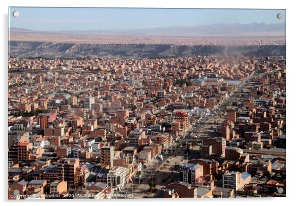 Aerial view over La Paz, Bolivia Acrylic by Lensw0rld 