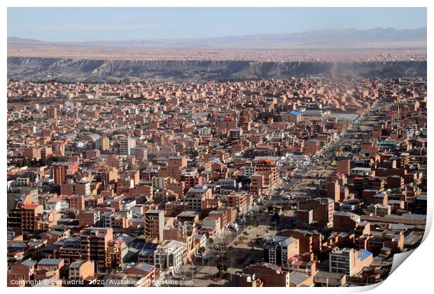Aerial view over La Paz, Bolivia Print by Lensw0rld 