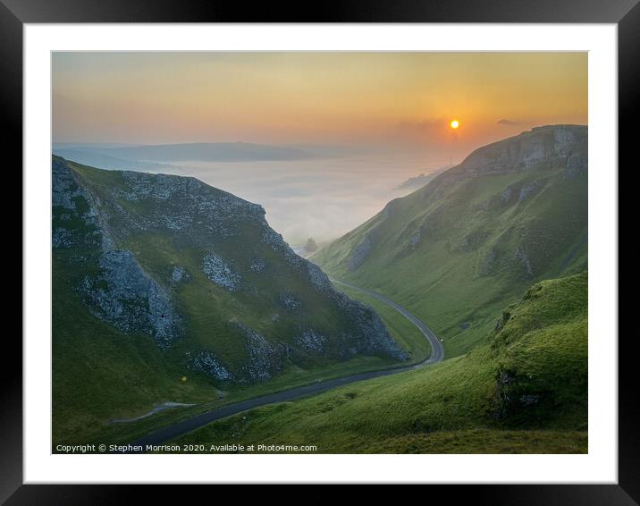 Winnats Pass sunrise inversion Framed Mounted Print by Stephen Morrison
