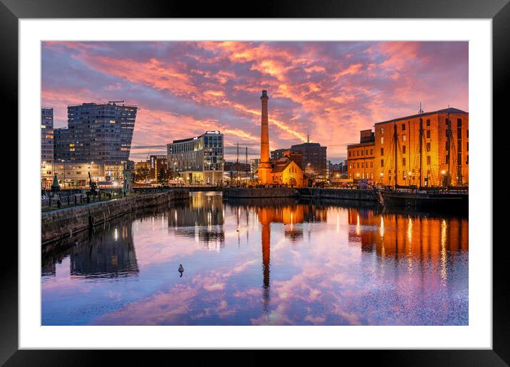 Canning Dock, Liverpool Sunrise Framed Mounted Print by Dave Wood