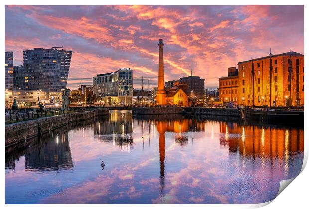 Canning Dock, Liverpool Sunrise Print by Dave Wood