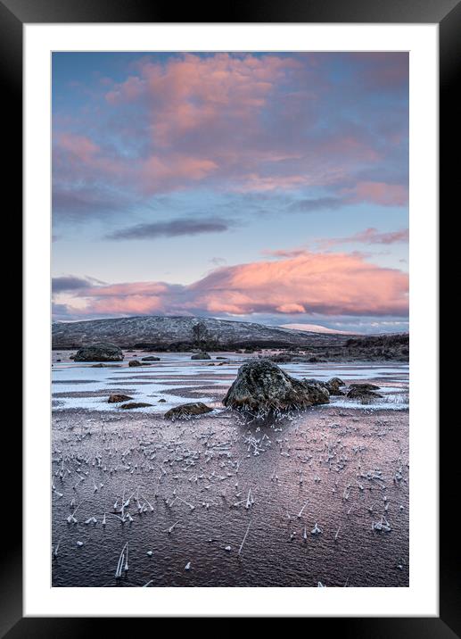 First light on a frozen Lochan Framed Mounted Print by George Robertson