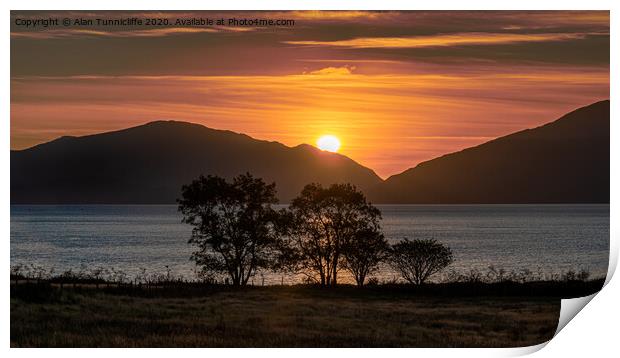  Loch Linnhe sunset Print by Alan Tunnicliffe
