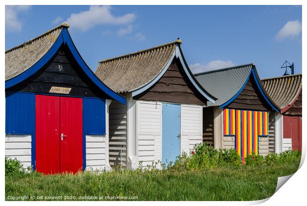 Mablethorpe Breach Huts Print by GILL KENNETT