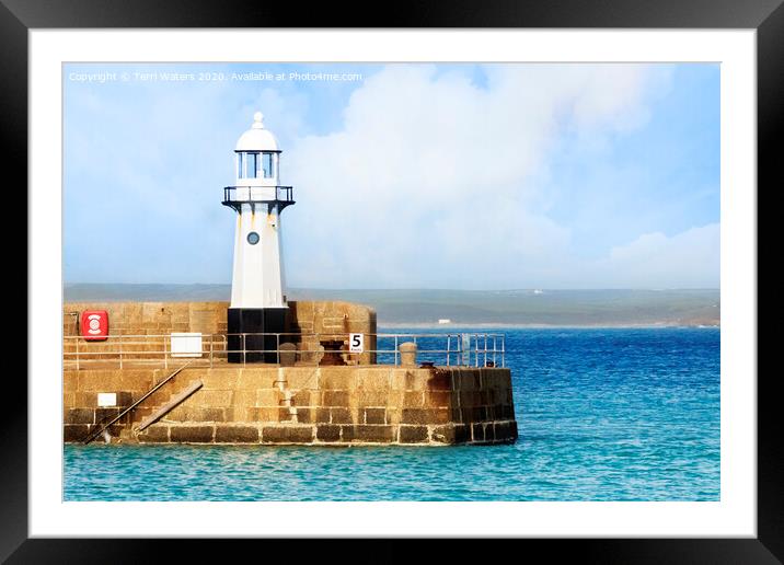 St Ives New Lighthouse Framed Mounted Print by Terri Waters