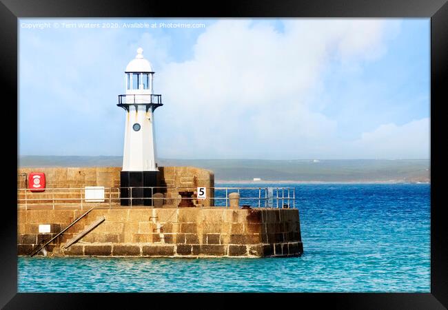 St Ives New Lighthouse Framed Print by Terri Waters