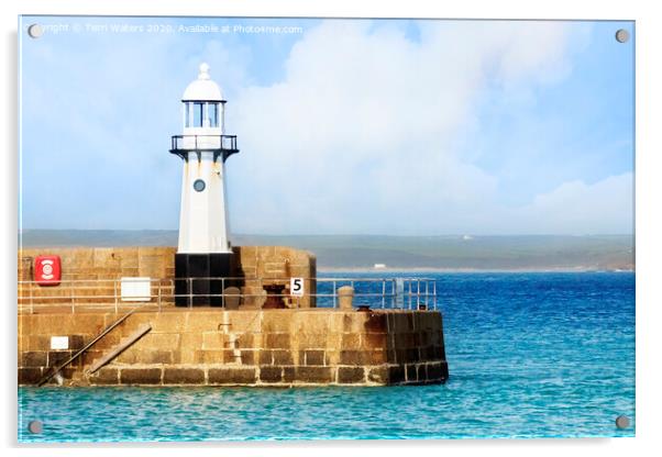 St Ives New Lighthouse Acrylic by Terri Waters