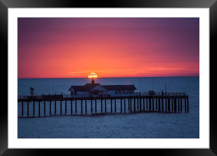 Dawn breaks over Southwold Pier, 5th June 2017 Framed Mounted Print by Andrew Sharpe