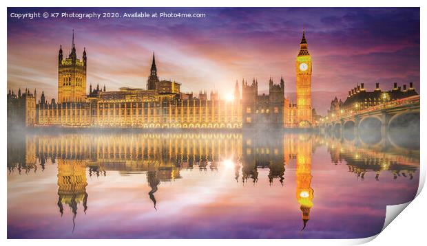 Westminster Sunrise Print by K7 Photography
