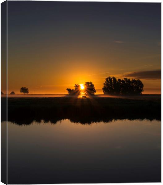 Dawn over the fens, Ely, Cambridgeshire Canvas Print by Andrew Sharpe