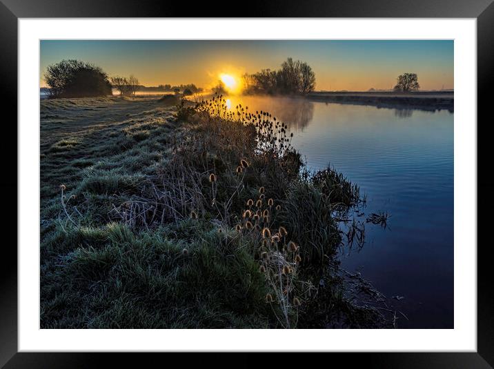 Dawn over the River Great Ouse, Ely, 10th April 2016 Framed Mounted Print by Andrew Sharpe