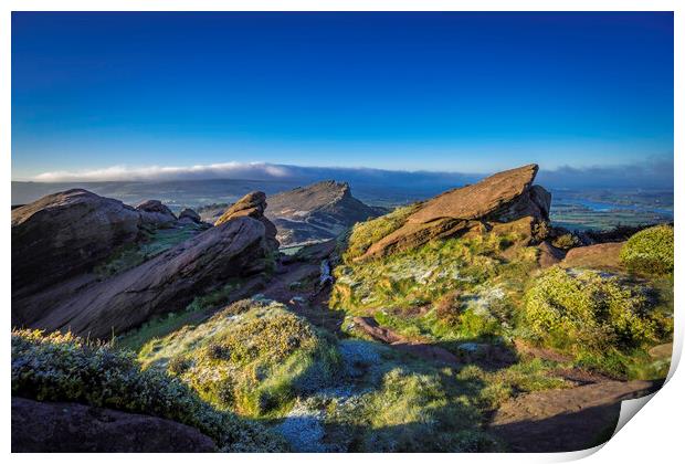 Dawn over The Roaches and Hen Cloud, 25th April 2017 Print by Andrew Sharpe