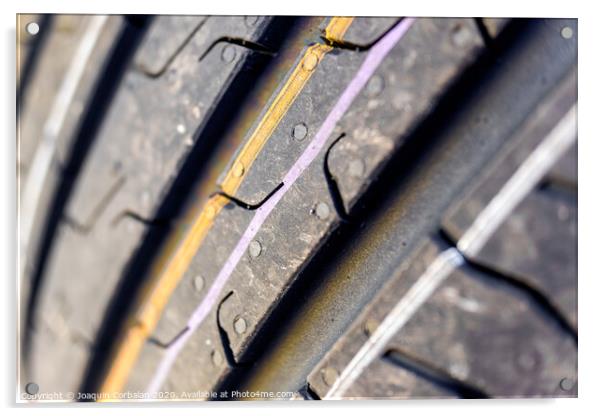 Detail of the grooves of a new car tire. Acrylic by Joaquin Corbalan