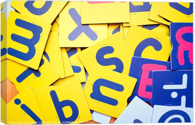 Educational cards for children with letters in a school. Canvas Print by Joaquin Corbalan