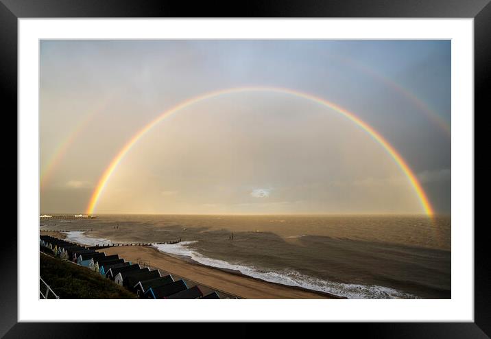 Farewell rainbow over Southwold, 27th September 2019 Framed Mounted Print by Andrew Sharpe
