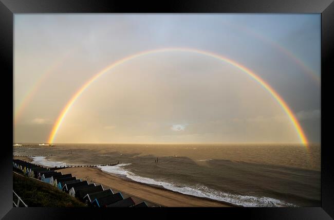 Farewell rainbow over Southwold, 27th September 2019 Framed Print by Andrew Sharpe