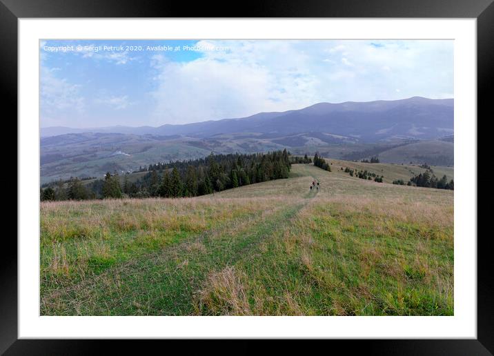 Beautiful scenery of the Carpathian mountains and the road passing through the mountain hill Framed Mounted Print by Sergii Petruk