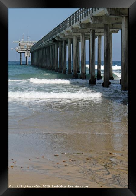 Pier at Scripps beach in San Diego Framed Print by Lensw0rld 