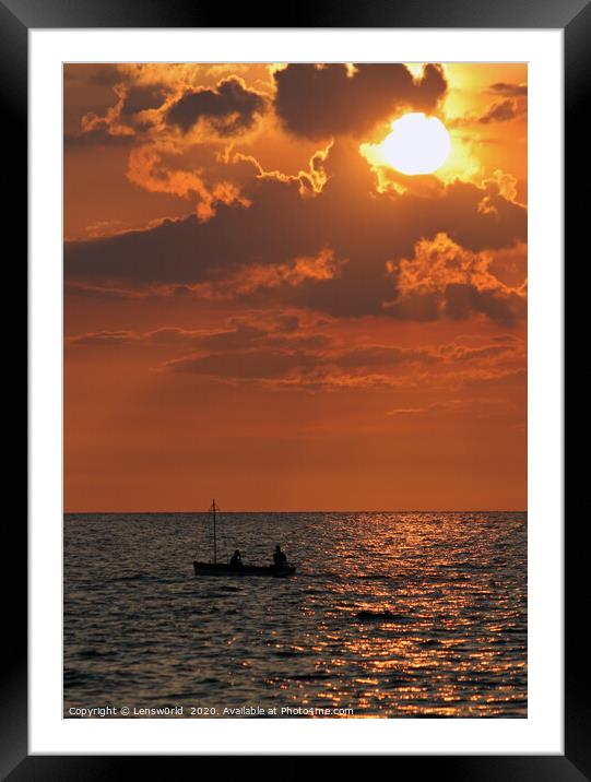 Boat with fishermen in Cuba Framed Mounted Print by Lensw0rld 