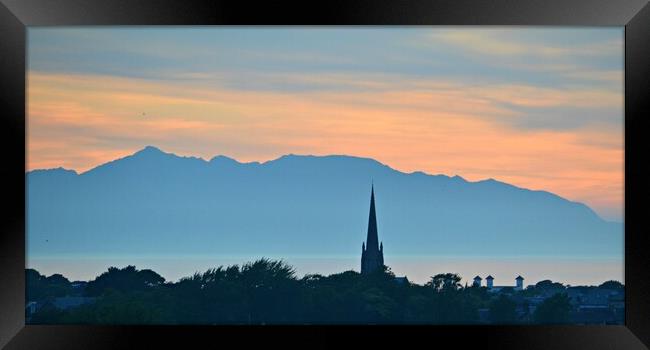 Ayr and Arran silhouetted at sunset Framed Print by Allan Durward Photography