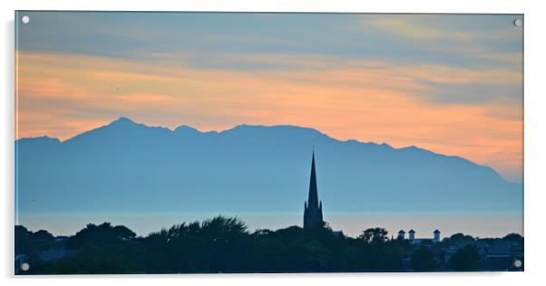 Ayr and Arran silhouetted at sunset Acrylic by Allan Durward Photography