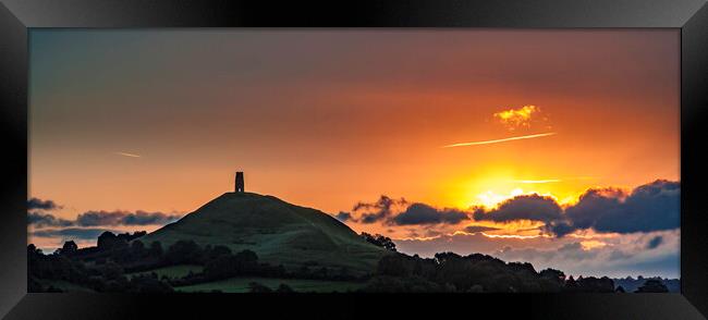 Silhouetted Sunrise at Glastonbury Tor Framed Print by Andrew Sharpe