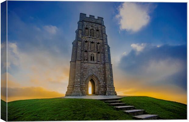 St. Michael's Tower on Glastonbury Tor Canvas Print by Andrew Sharpe
