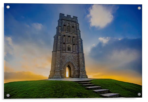 St. Michael's Tower on Glastonbury Tor Acrylic by Andrew Sharpe