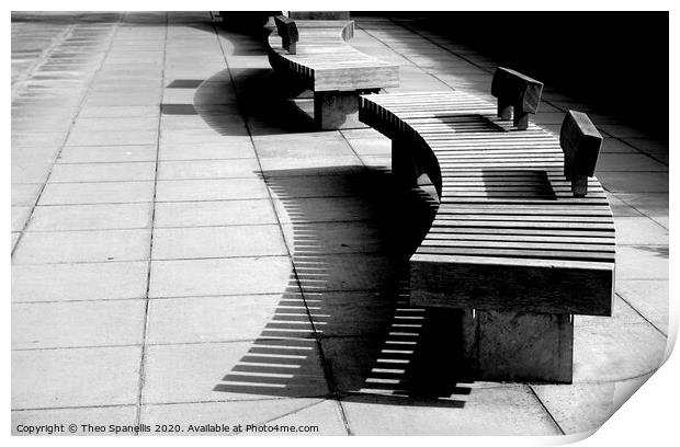 Bench shadows Print by Theo Spanellis