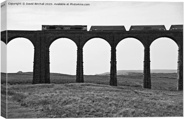 Freight train on Ribblehead viaduct. Canvas Print by David Birchall