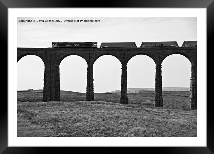 Freight train on Ribblehead viaduct. Framed Mounted Print by David Birchall
