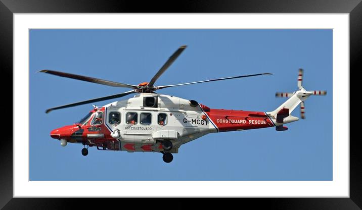 UK coastguard chopper Framed Mounted Print by Allan Durward Photography