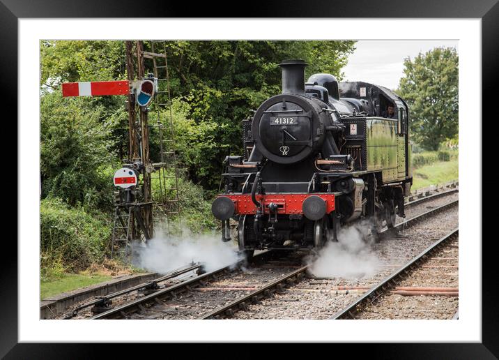 Steam train locomotive travelling Framed Mounted Print by Brigitte Whiteing