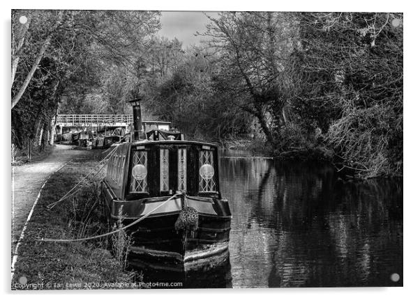Moored On The Kennet and Avon Acrylic by Ian Lewis