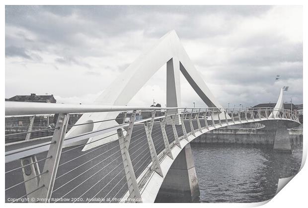 Glasgow Squiggly Bridge -Vintage Collection Print by Jenny Rainbow